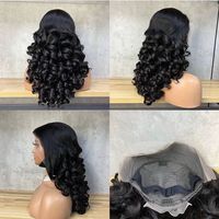 Perruque bouclée transparente 13x4 en dentelle, cheveux péruviens de qualité SDD, pré-coupée, boucles lâches, perruque frontale en dentelle, vente en gros