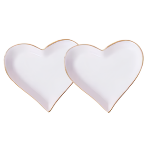 Logotipo personalizado de alta calidad de cerámica en forma de corazón Placa de joyería bandeja de plato de baratija con borde dorado para exhibición de joyería - Product Image 5