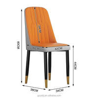 Chaises de salle à manger de luxe confortables en cuir PU avec siège en cuir souple Bar industriel portable en métal pour bureau à domicile et hôtels
