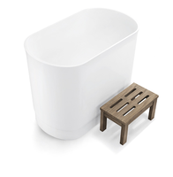 Baignoire autoportante ovale minimaliste en résine de pierre pour spa privé