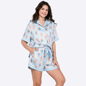 Logotipo personalizado al por mayor de las mujeres de verano de oso de impresión Loungewear Pijamas Pantalones cortos para las mujeres Conjuntos Fabricantes - Product Image 3