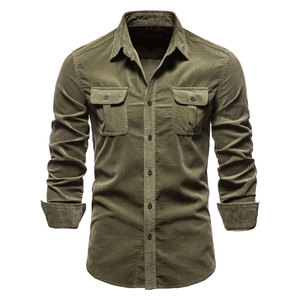 Camisa Casual de Negocios para Hombre, Estilo Vintage, Otoño 2025, Talla XL, Nuevo Diseño, Manga Larga, Corte Ajustado, Algodón Velour Estampado - Product Image 3