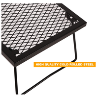 Brasero de camping extérieur autoportant en acier robuste noir, portable, pour cuisson au feu de bois, avec anneau de foyer