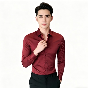 <span class=keywords><strong>Camisa</strong></span> de Vestir Formal de Manga Larga para Hombre, Corte Entallado, Color Sólido, Estilo Sehe - Product Image 3