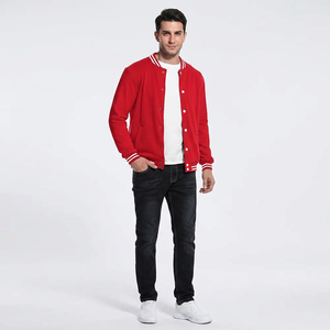 FINER THREADS Blouson Bomber Varsity Rouge Personnalisé pour Homme, Col Montant, Style Baseball, Uniforme Universitaire, Streetwear, Vêtement d'extérieur 100% - Product Image 1