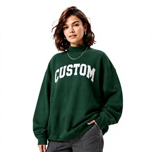 Sweat-shirt en molleton brodé sur mesure à col montant pour femme, grande taille, confortable et chaud, idéal pour l'hiver – Prix de gros - Product Image 1
