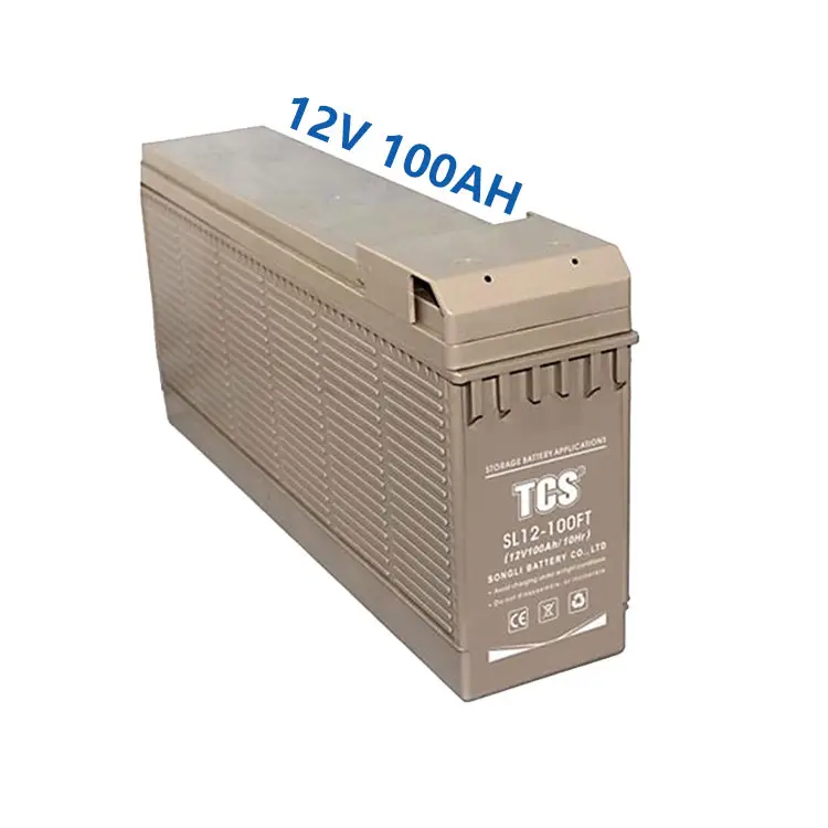 TCS China Made Lead Acid Gel Dry Cell Front Terminal 12V 100Ah Battery For Solar Storage System