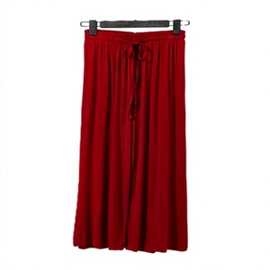 Pantalones de pierna ancha de cintura alta para mujer, de punto, de color liso, holgados, largos, con cordón, informales, de verano - Product Image 3
