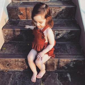 2019 ฤดูร้อนเสื้อผ้าเด็กทารกชุดเสื้อผ้าเด็กผู้หญิงเด็กแขนกุดผ้าฝ้ายและผ้าลินินเสื้อ + กางเกงขาสั้นชุด 2 ชิ้น - Product Image 4