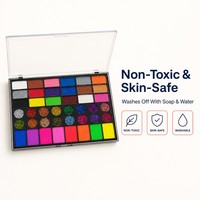 Palette de peinture pour le visage 42 couleurs, paillettes, crème néon, kit de peinture pour le visage, peinture corporelle pour enfants, fête d'Halloween, festival, maquillage de scène