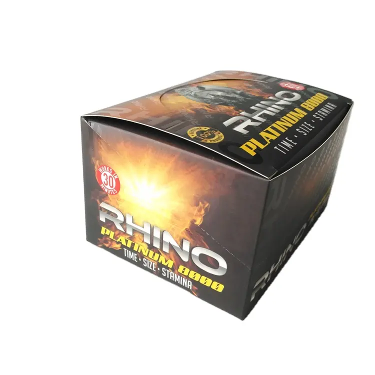 Stokta Rhino 69 kutusu ekle kartı erkek geliştirme hapları ambalaj kutusu 3D Rhino platin 8000 kutu