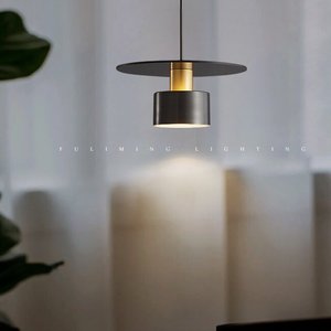 Modern Minimalist Single-Head Pendant Light Brass Metal Body Reflective Acrylic Top Bottom AC Power for <b>Bedside</b> <b>Table</b> Lighting - Product Image 5