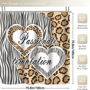 高級バスルームヒョウ動物プリントカーテントイレシャワー防水カーテンセット - Product Image 6