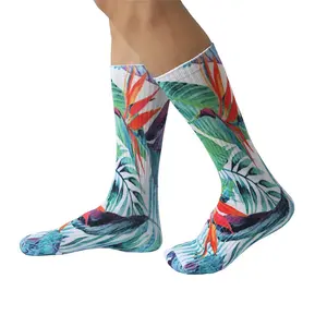 Erkek özel 3D dijital baskı spor çorapları Polyester örme OEM çorap sportif tasarım
