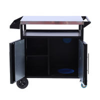 Îlot de cuisine extérieur mobile et durable multifonctionnel avec plateau en acier inoxydable 403, table de préparation pour barbecue et chariot de rangement pour jardin