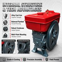 Moteur diesel monocylindre 4 temps refroidi par eau S195 12HP 815cc, démarrage manuel, utilisé dans les pompes d'irrigation et les équipements miniers
