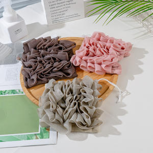 Vendita calda 2 in 1 bagno spugna luffah sacco <span class=keywords><strong>sapone</strong></span> sacchetto per bagno palla asciugamano luffah con coulisse - Product Image 3