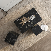 Nero Marquina table basse en marbre blocs de pierre lobby table d'appoint plate-forme de meuble socle présentoir en pierre noire pilier centre