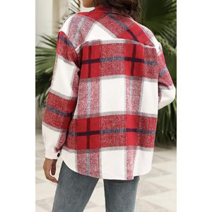 Womens <b>Flannel</b> Shacket Plaid Button Down Long Sleeve Utility <b>Jacket</b> Autumn Winter Outfits - Product Image 4