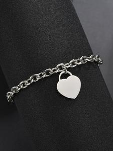 Pulsera de acero inoxidable personalizada Rolls <span class=keywords><strong>Royce</strong></span> chapada en oro de 18 quilates, colgante en forma de corazón en blanco, texto personalizable para uso diario - Product Image 6