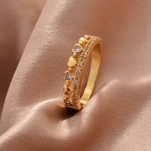 Gold Color Copper Rings For Women Men Dubai Gold Color Ring Arab Nigeria Rings Wedding Designer Flower Jewelry