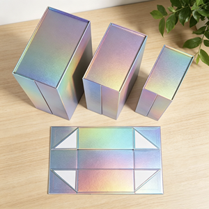 Caja de Regalo Rígida de Lujo con Diseño Arcoíris, Cierre Magnético Plegable, Caja de Cartón Holográfica, Empaque de Papel Láser Plegable - Product Image 2