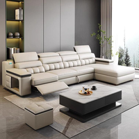 Ensemble de canapés en cuir italien avec fonction inclinable, canapés de détente modernes et simples, canapé en L extensible pour salon
