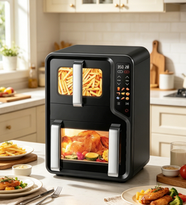 Friteuse à air double Anbolife 11,4 L (5,7 L + 5,7 L) 2800 W, panier amovible antiadhésif, facile à <span class=keywords><strong>nettoyer</strong></span>, non gras, avec fenêtre <span class=keywords><strong>de</strong></span> visualisation - Product Image 4