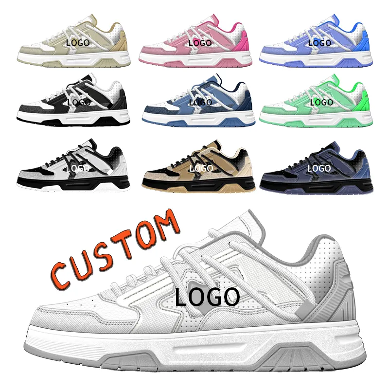 OEM ODM Zapatos blancos de diseño de marca de zapatos personalizados Fabricantes con mi propio logotipo Bajo MOQ Zapatillas de deporte para hombres
