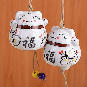 Ornements suspendus mignons pour <span class=keywords><strong>voiture</strong></span>, chat porte-bonheur en céramique, carillon éolien, chat japonais <span class=keywords><strong>Maneki</strong></span> <span class=keywords><strong>Neko</strong></span>, décoration murale pour <span class=keywords><strong>voiture</strong></span>, décoration intérieure miniature - Product Image 2