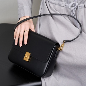 2025 New Designer Genuine Leather <strong>Bags</strong> Premium <strong>Black</strong> Leather Handbag Portable Single Shoulder <strong>Bag</strong> for Women - Product Image 2