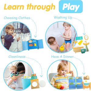 <span class=keywords><strong>Livre</strong></span> en tissu Montessori Premium pour bébés garçons, interactif, calme, développement des compétences de vie, motricité fine, jouet éducatif de voyage - Product Image 3