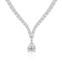 Abgestufte Tennis-Kette mit hängendem Birnen-Moissanit-Anhänger, inspiriert vom Red Carpet, S925 Silber, ultra-funkelnder A-List Schmuck