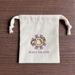 Personalized Cotton Bag Custom Logo Cotton <b>Drawstring</b> Bag Jewelry <b>Pouch</b> With Ribbon Gift Jewelry Dust Bag - Product Image 2
