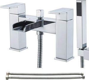 BM001BL doppio manico ponte montato vasca da bagno rubinetti miscelatore, doccia a cascata - Product Image 3