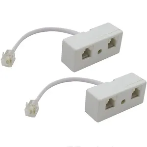 Y splitter 1 male to 2 female Port RJ11 6P4C Telephone Extension Cord converter cable adaptor for wall landline