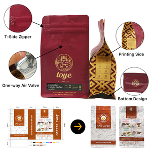 Bolsas de Café Personalizadas Reciclables de 12 oz, 5 LB, 250 g, 1 kg, con Fondo Plano, Válvula y Cierre, para Empacar Granos de Café - Product Image 2