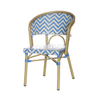 Nouvelle conception de chaise française d'extérieur empilable, chaise de jardin, chaise de jardin bleue, chaise de restaurant commercial, chaise de bistrot