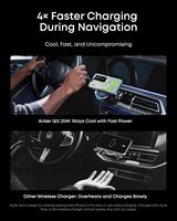 Support de chargeur de voiture sans fil compatible Anker Prime Qi2 25W avec clip de ventilation et charge rapide pour iPhone 17