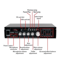 LDZS Mini HIFI Amplificateur stéréo numérique 2 canaux Surround Sound Car Power Amp avec télécommande FM USB pour KTV Metal Material
