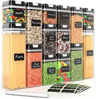 Amazon Hot Koop 14Pcs Keuken Pantry Organisatie Grain Plastic Containers Luchtdichte Opslag Van Voedsel Container Set Met Deksels