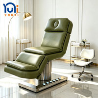 Table de massage électrique certifiée CE, réglable et inclinable, avec commande au pied et éclairage LED, pour soins esthétiques, tatouage et spa