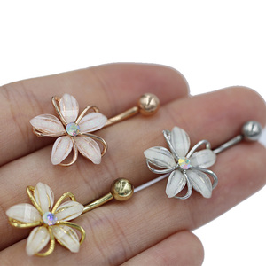 Gaby mới đến 316L phẫu thuật thanh thép <span class=keywords><strong>handmade</strong></span> Vòng thiết kế mới Hoa Vòng bụng nhẹ hơn vòng piercing đồ trang sức bán buôn - Product Image 6