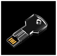 USB Flash Drive Gantungan Kunci Akrilik dengan Logo 3D Terukir di Dalam, Lampu LED RGB Terang, Hadiah Promosi Perusahaan Kustom