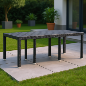Anthracite Outdoor Poly Rattan Garden <b>Table</b> 78.74 X 39.37 X 28.74 Durable Contemporary Design - Product Image 2