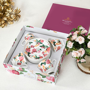 Ensemble de tasses à thé et soucoupes en céramique florale <span class=keywords><strong>vintage</strong></span>, tasses à café en <span class=keywords><strong>porcelaine</strong></span> avec plateau de table, collection de vaisselle Rekbot - Product Image 2