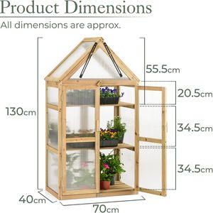 SHUNDA SDGH003 Eco-friendly Wooden Garden Cold Frame Lean-to Greenhouse <b>Sliding</b> <b>Door</b> <b>Locks</b> Polycarbonate Grow - Product Image 6