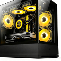 Boîtier d'ordinateur de jeu Mid Tower avec double panneau latéral en verre trempé, RGB, flux d'air optimisé, compatible avec un refroidisseur à eau de 240 mm