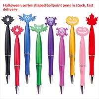 Stylo publicitaire créatif à thème Halloween et Noël, en forme de tête de mort, citrouille, chauve-souris, flocon de neige, en plastique, avec logo, pointe bille 1,0 mm, encre noire