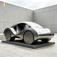 Sculpture abstraite en acier inoxydable en forme de voiture de grande taille RELONG, design personnalisé, art moderne pour aménagement paysager extérieur et immobilier